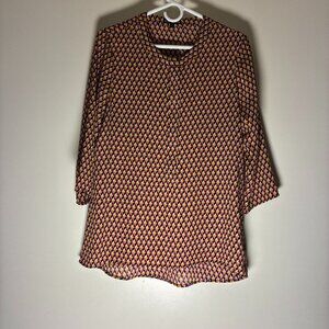 Express Geometric Patterned Blouse 3/4 Sleeve M